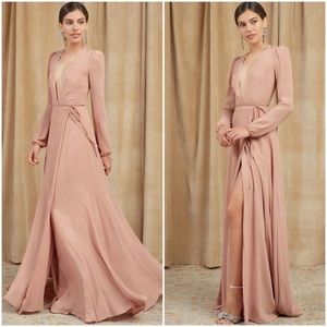 NWT Reformation Milan Wrap Long Dress Blush